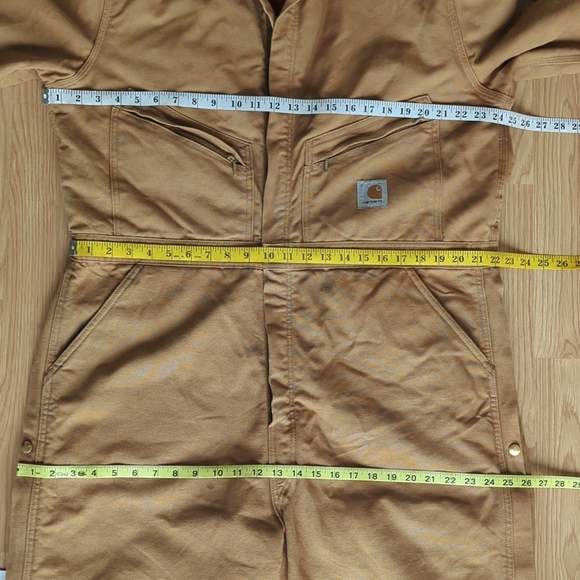 Carhartt Quilt Lined One Piece Work Wear Coverall 46 REGULAR Brown Red Tan - Picture 16 of 16